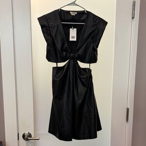 Jason Wu Black Faux Leather Cutout Mini Dress